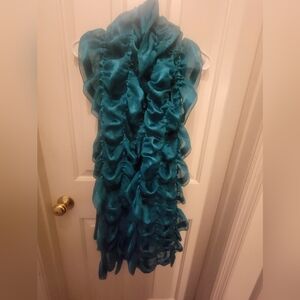 Elegant Teal Ruffled Scarf